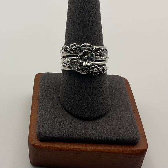 Jean Rachael Set of Five Stackable 925 Sterling Silver Rings - Picture 1 of 12